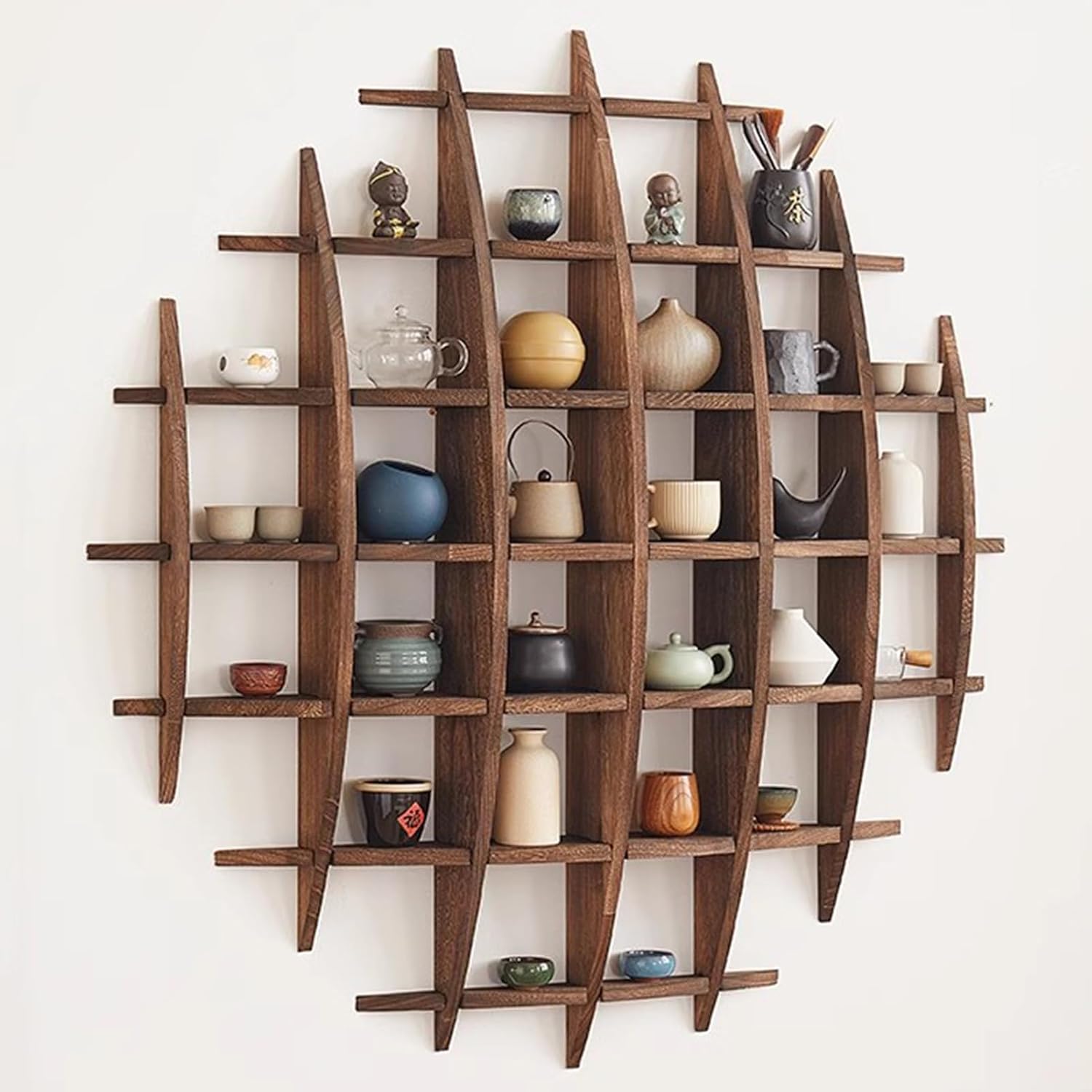 Commercial Kitchen Wall Shelves - Wandmontierter Teekannenhalter aus Massivholz im chinesischen