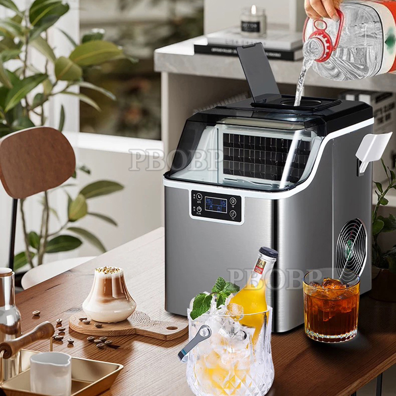 Commercial Kitchen Ice Machine - PBOBP Eiswürfelbereiter 30KG mit Wasserablaufpumpe, automatische