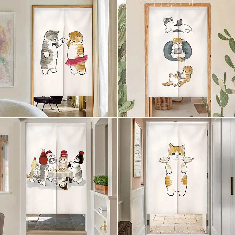 Commercial Kitchen Canopy - Lustiger Japanischer Katzen-Türvorhang Noren, Niedlicher Vorhang
