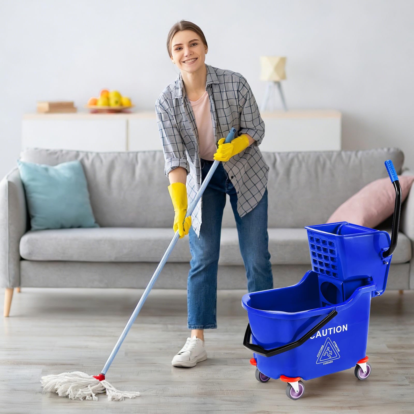 Commercial Kitchen On Wheels - Gewerblicher Moppeimer mit Seitenpresse und Rädern,