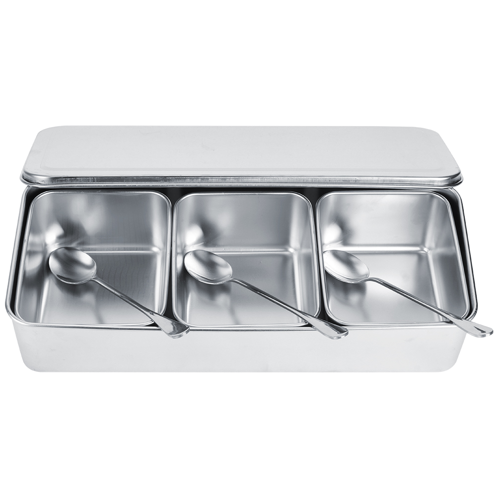 Commercial Kitchen Utensils - Haushalt 3-Gitter Edelstahl Gewürz Box Glas