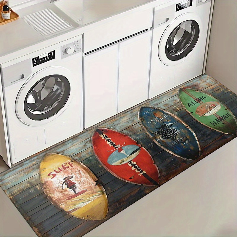 Commercial Kitchen Floor - Küchenteppich mit Surfbrett-Muster, Flur-Läufer, Tropischer Strand-Stil,