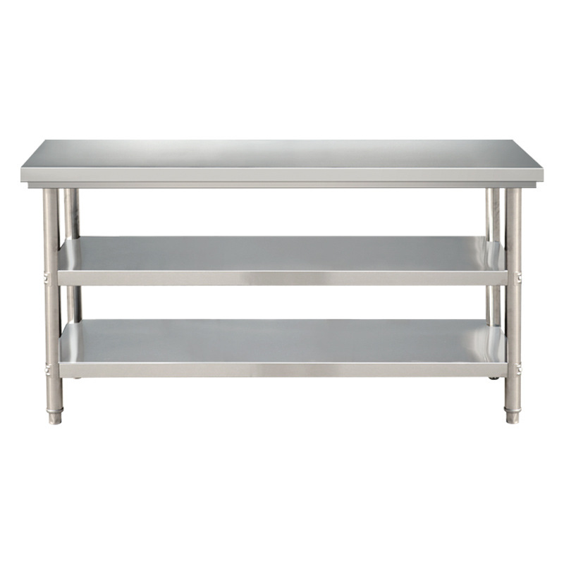 Commercial Kitchen Bench - Edelstahl-Doppelschicht-Arbeitstisch, Gewerbliche Küchen-Arbeitsbank mit Unterregal, Verpackungsarbeitsplatz
