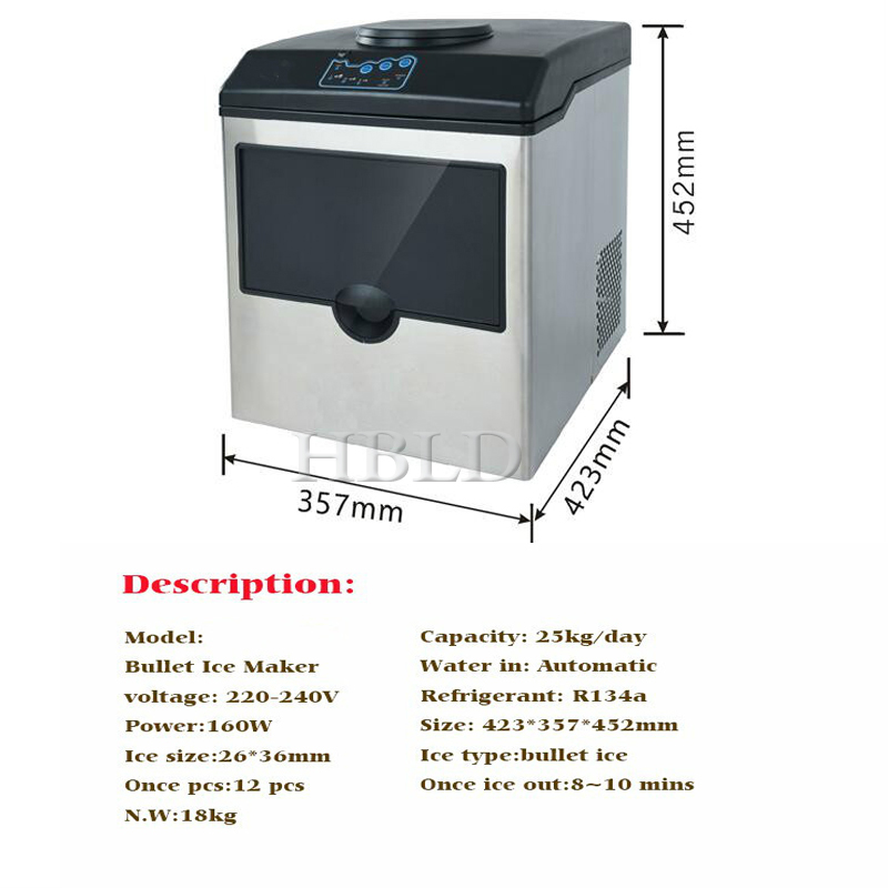 HBLD Schnelle tragbare Eiswürf – Commercial Kitchen Ice Machine Bewertung und Preis