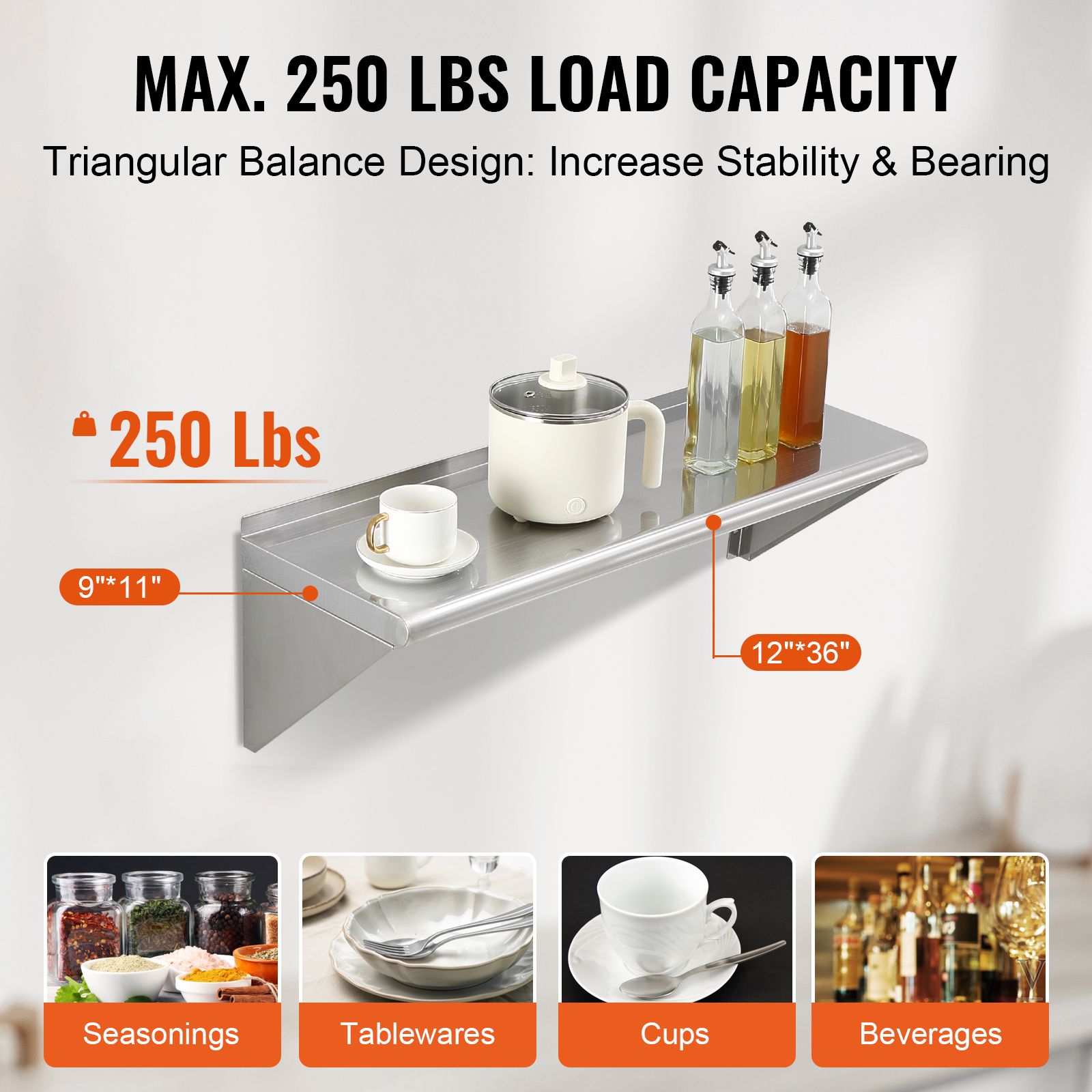 30,5 cm x 91,4 cm Edelstahlreg – Commercial Kitchen Wall Shelves Bewertung und Preis